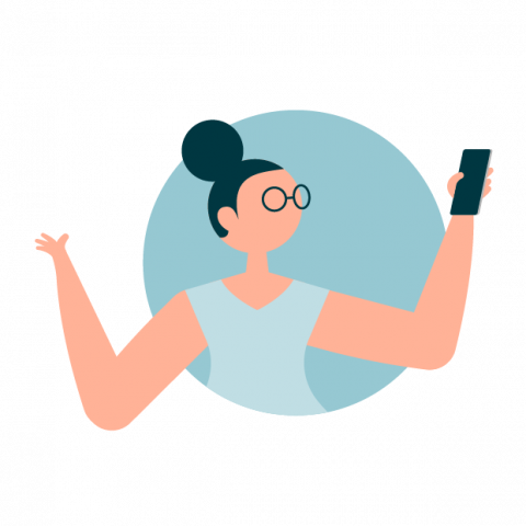 vrouw met mobiel illustratie vrouw met mobiel